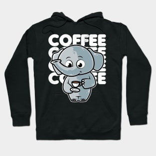 Cute Elephant Drinking Coffee Kawaii Neko Anime product Hoodie
